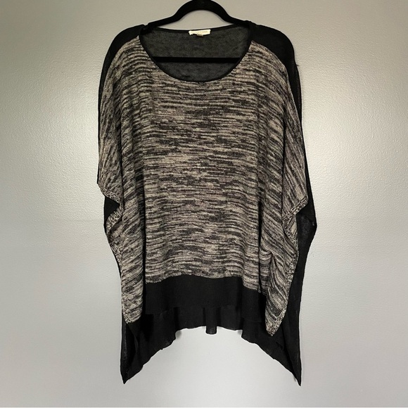 Eileen Fisher Woman Organic Linen Poncho Grey Black OSFM - Picture 3 of 11